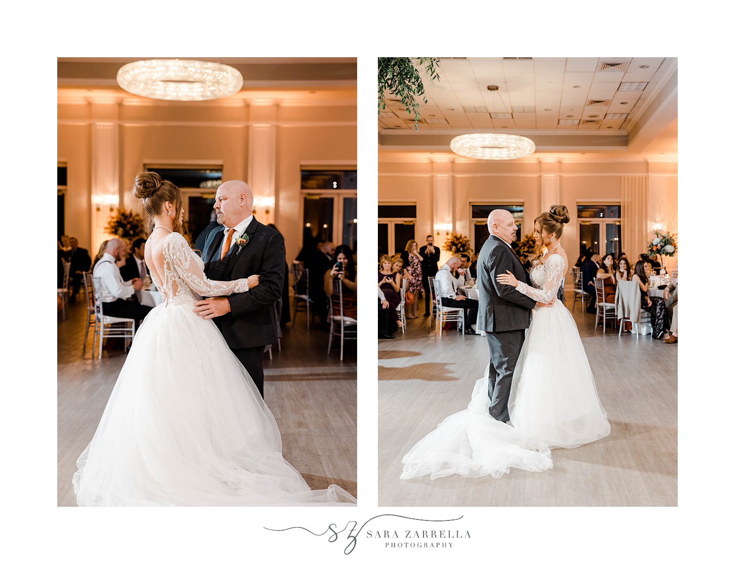 bride and father dance during RI wedding reception 