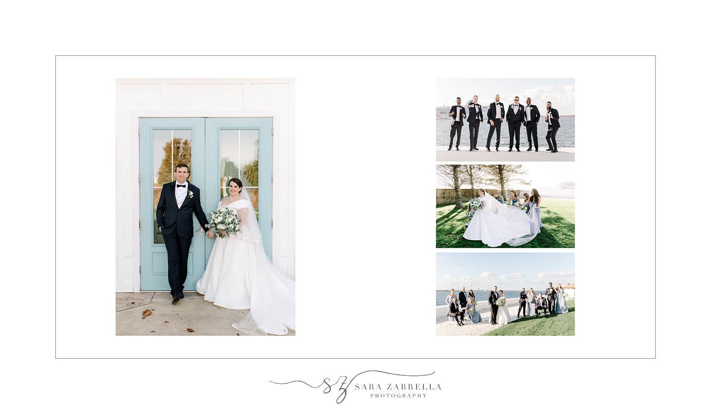 Belle Mer wedding day Storybook Album designed by RI wedding photographer Sara Zarrella Photography