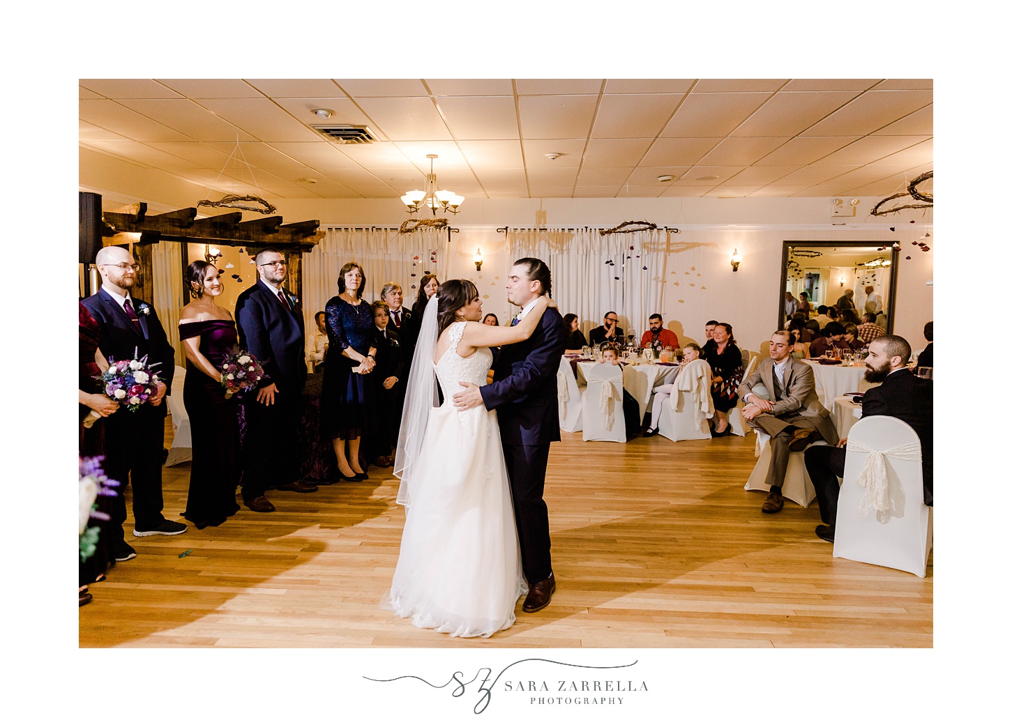 newlyweds have first dance at Foster Country Club