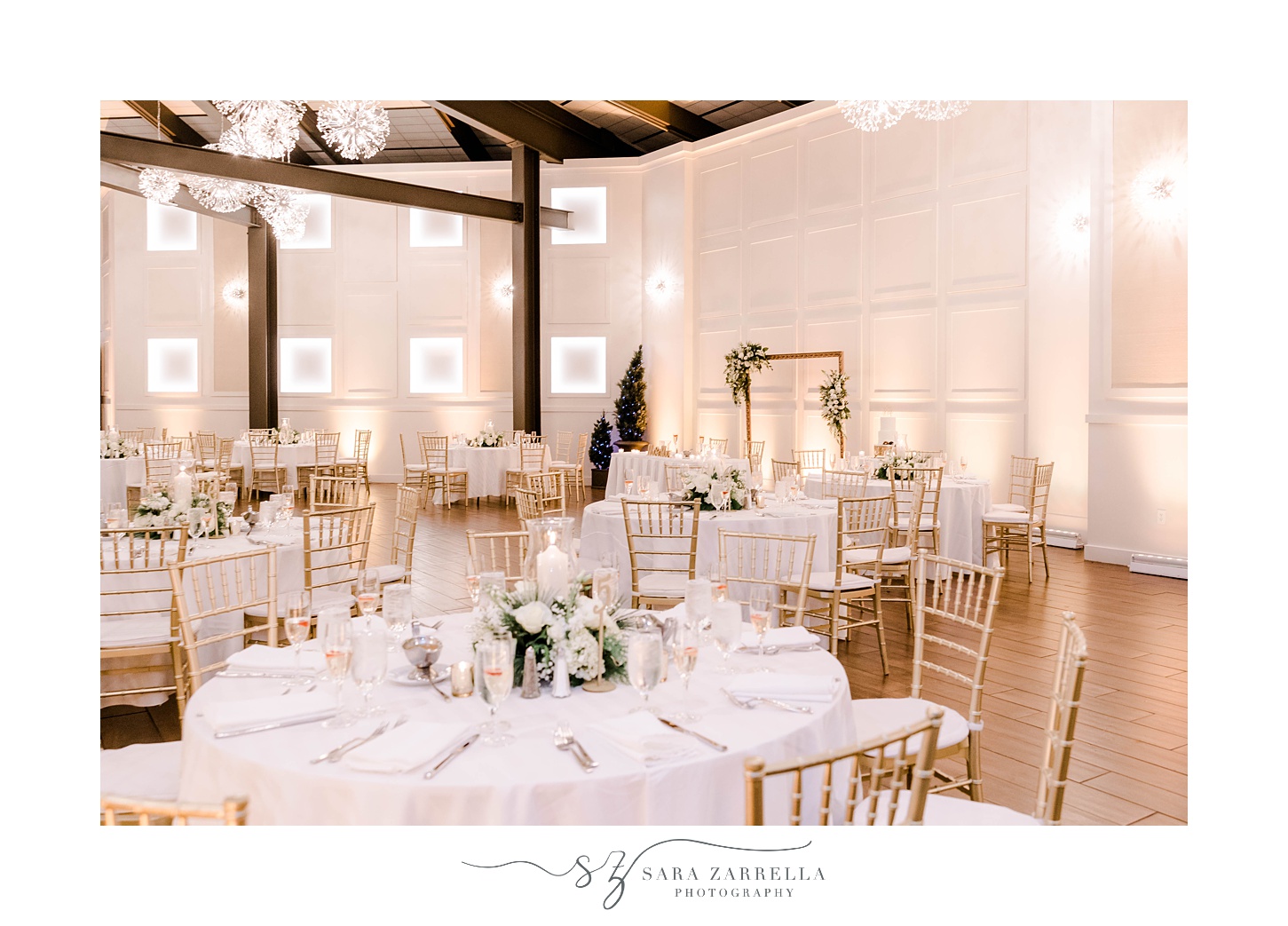 elegant wedding reception at the Crowne Plaza Warwick with ivory details 
