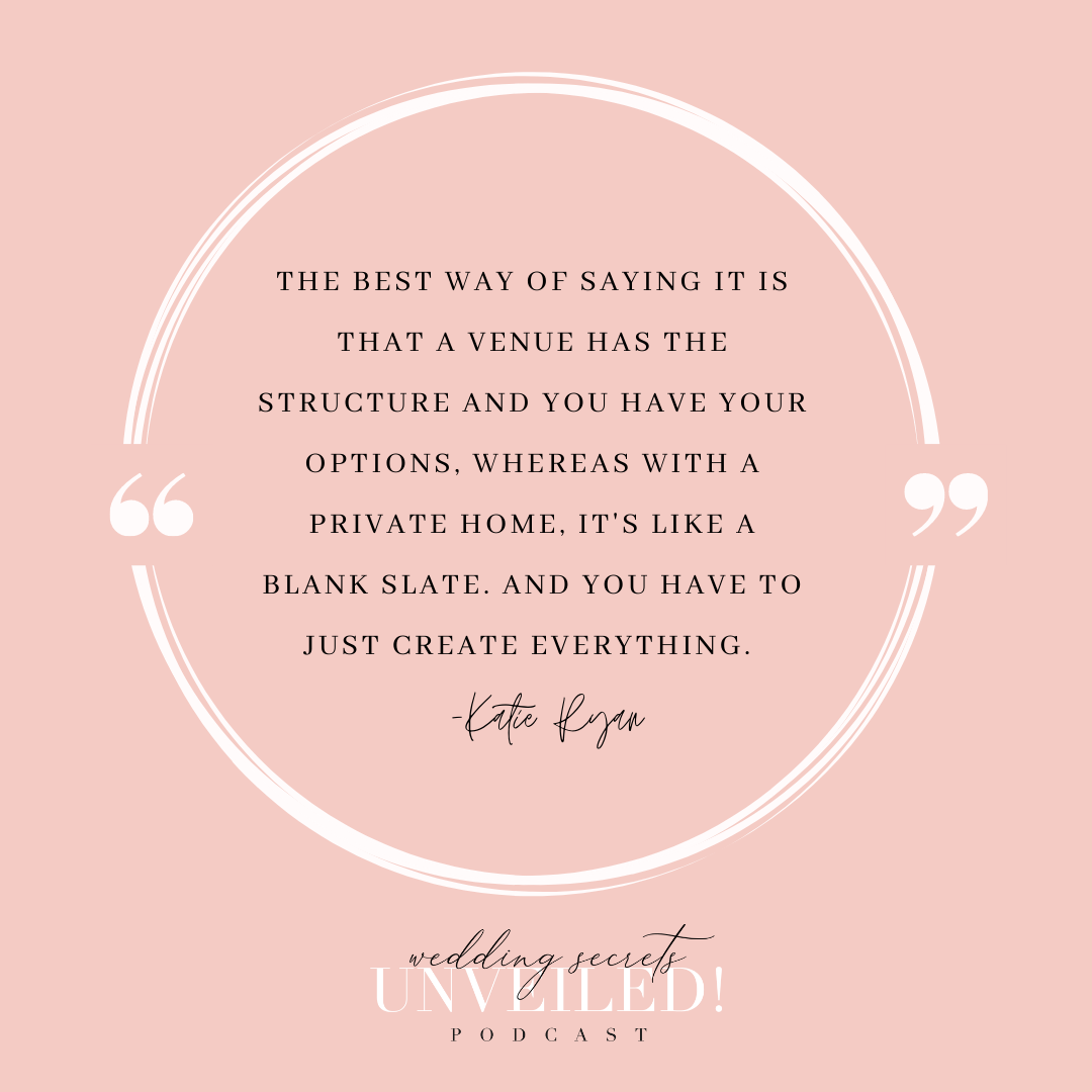 Tips for full-service venues vs. off-site weddings with Katie Ryan of Katie Ryan Events on Wedding Secrets Unveiled! podcast