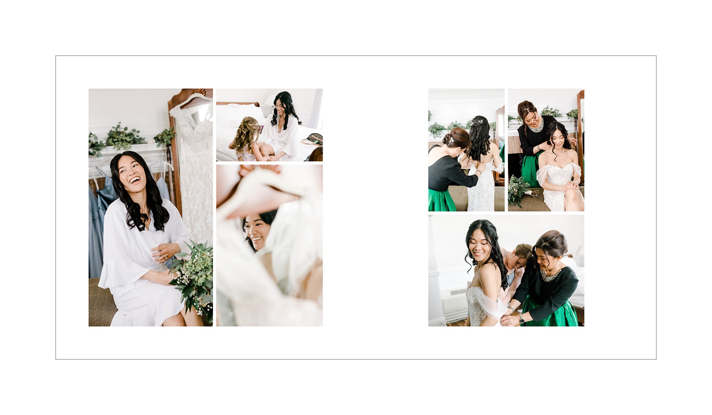summer OceanCliff Hotel wedding storybook album designed by RI wedding photographer Sara Zarrella Photography