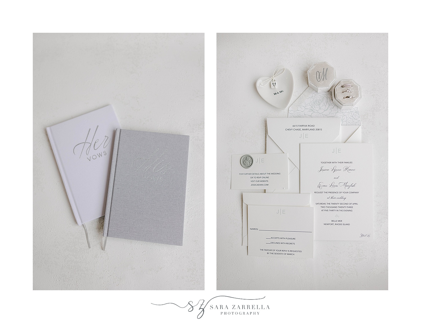 bride's vow booklet and stationery set for Belle Mer Island House wedding 