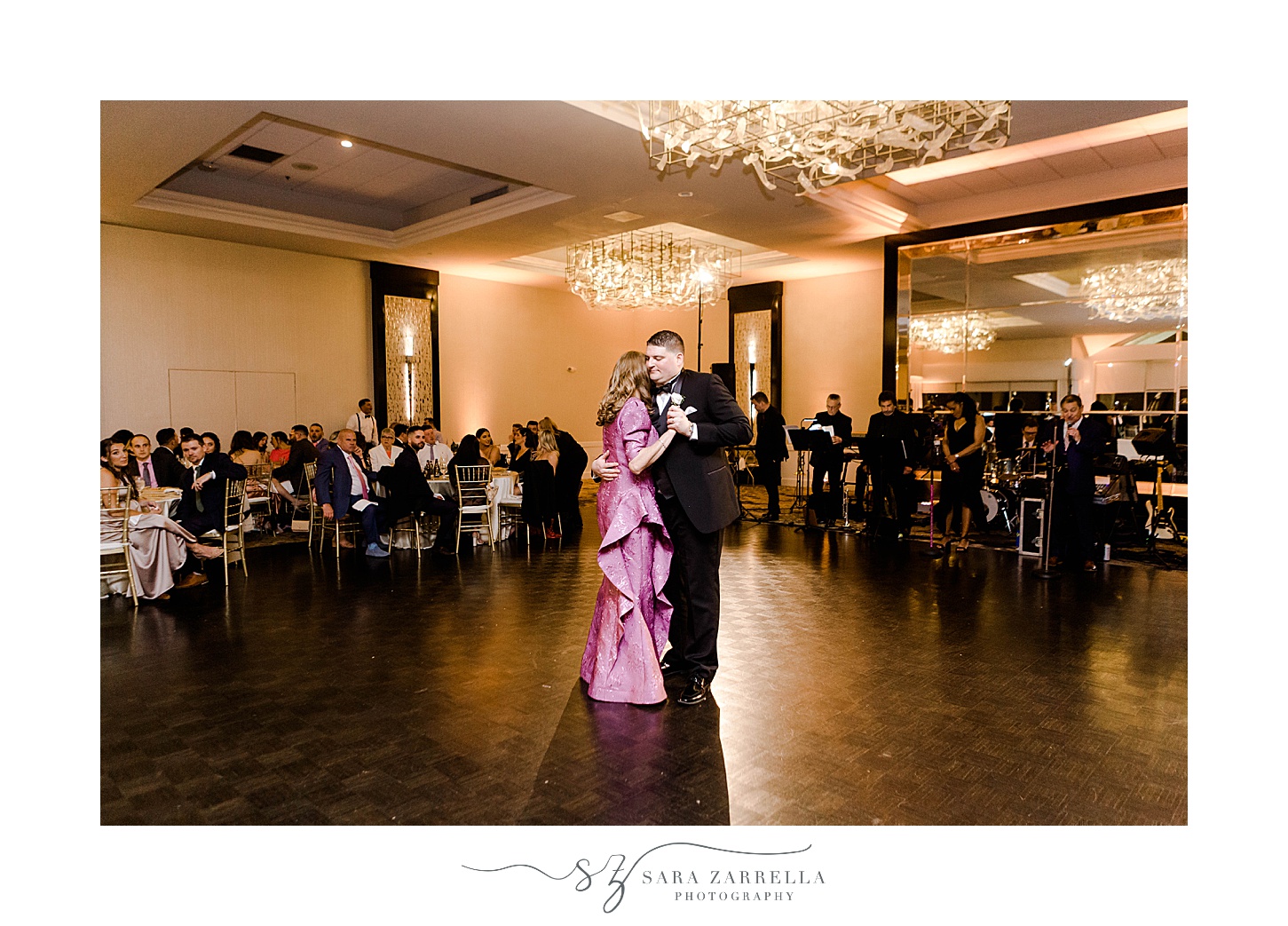 groom and mom dance together at Kirkbrae Country Club wedding reception