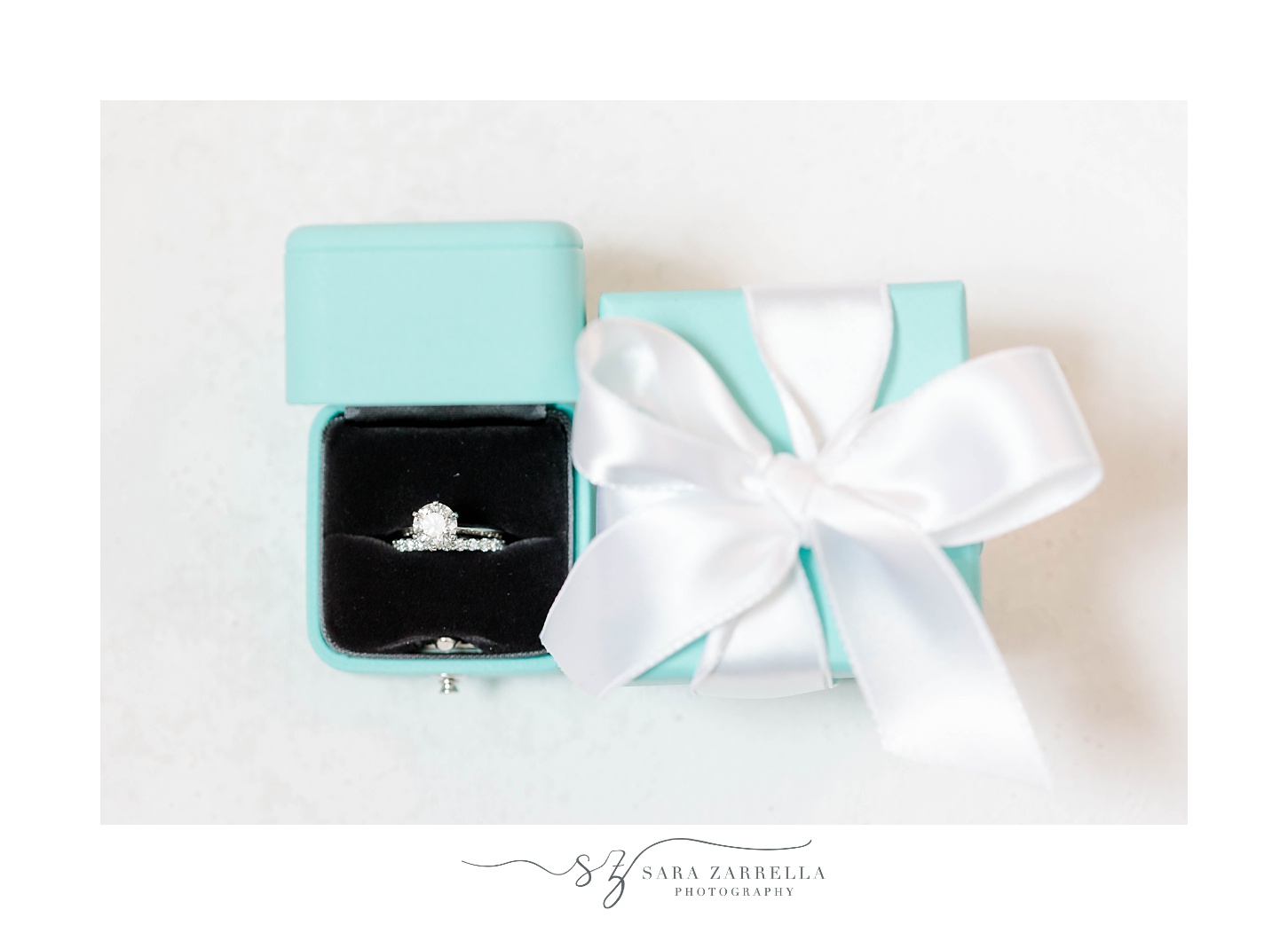 Tiffany & Co. ring box with white bow