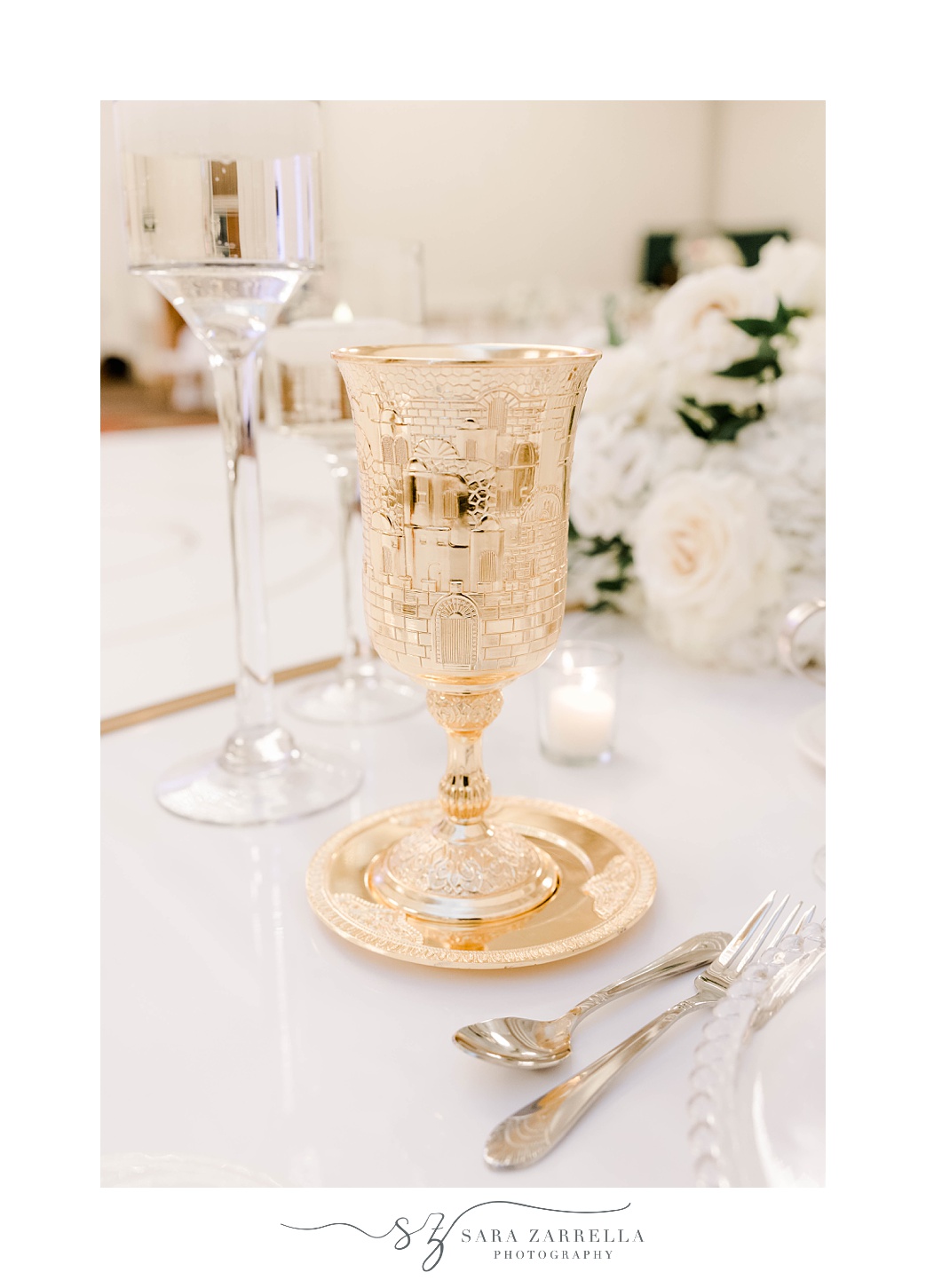 vintage gold glasses for Omni Providence Hotel wedding reception