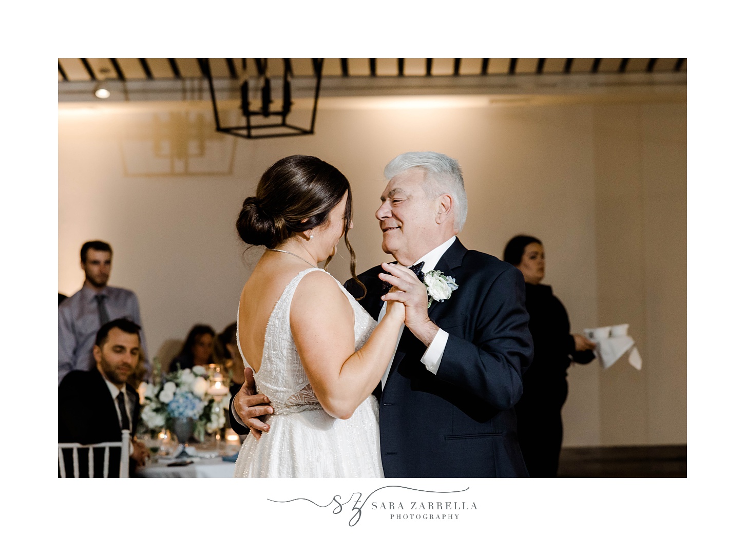 bride dances with father during Newport RI wedding reception