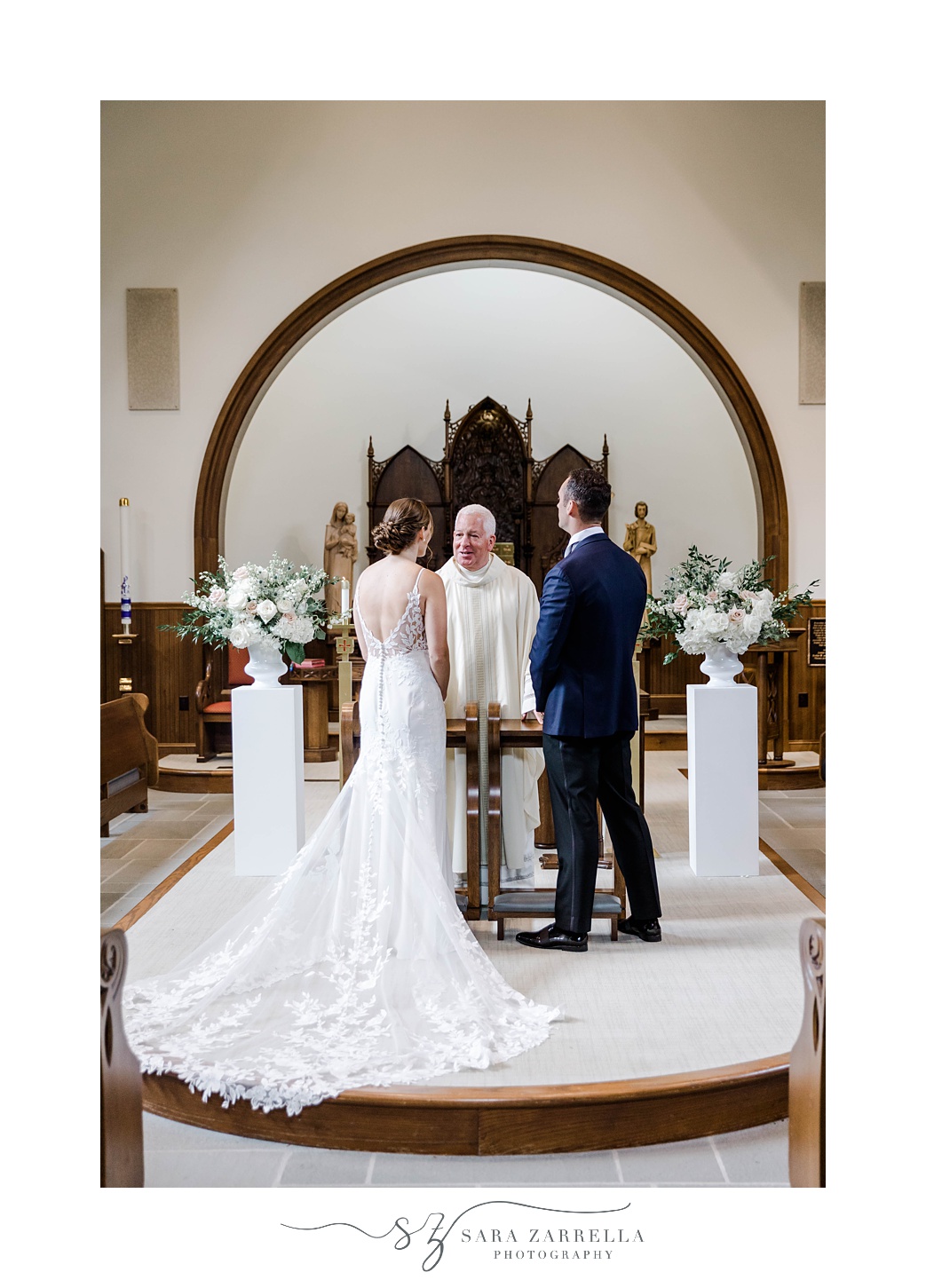 wedding ceremony at Our Lady of Mercy Chapel at Salve Regina University