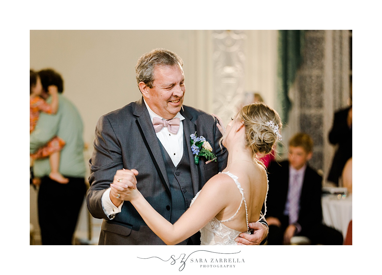 bride dances with father during Portsmouth RI wedding reception