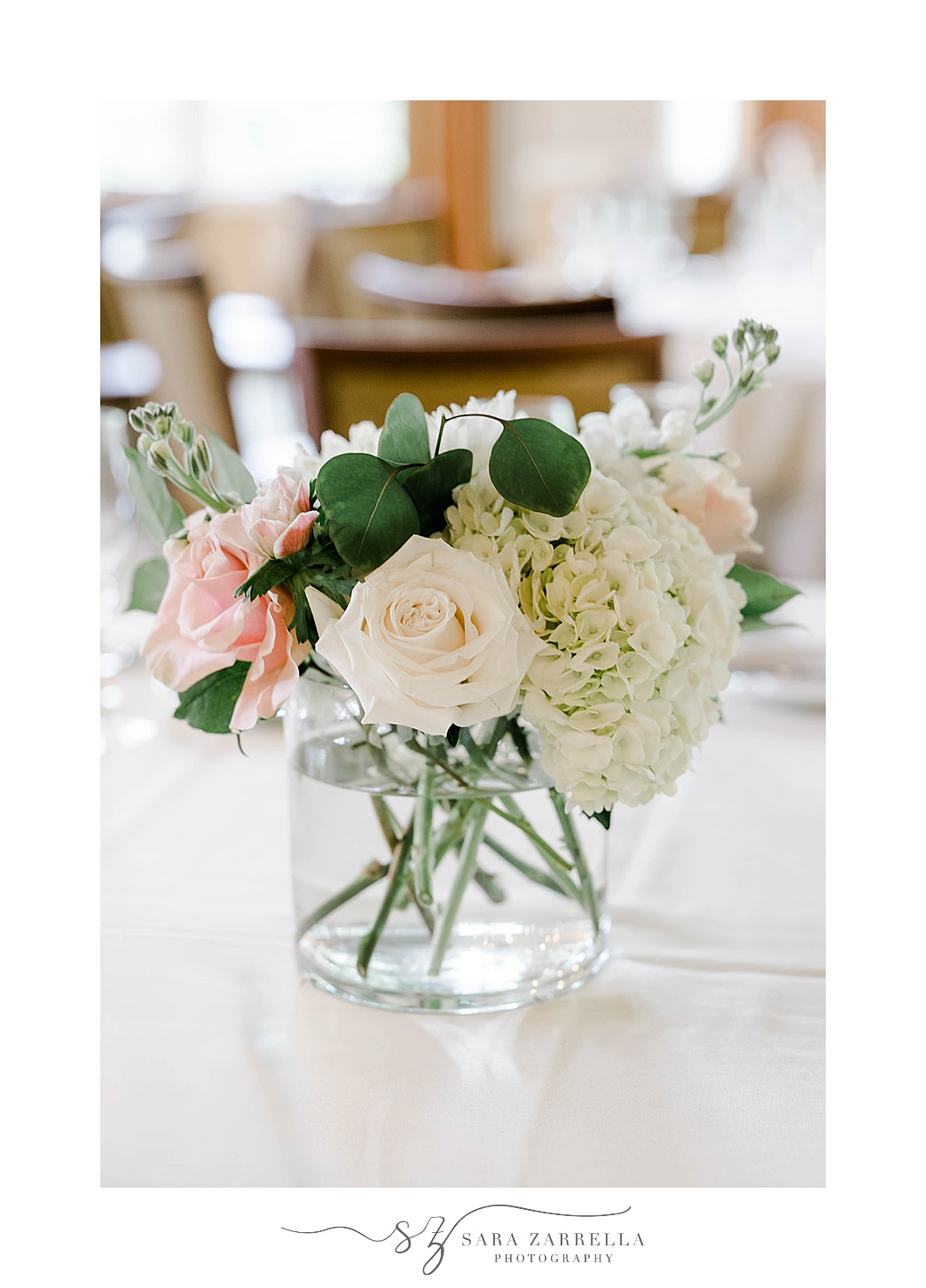 wedding reception centerpieces with white and pink flowers 