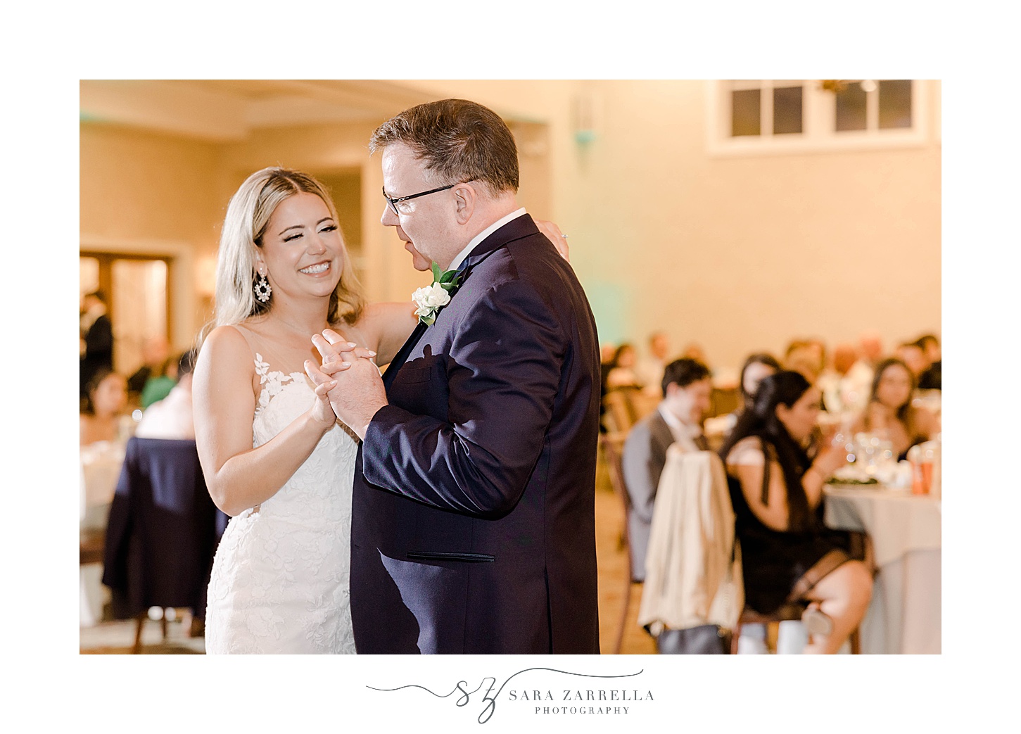 bride dances with father during Stonington CT wedding reception