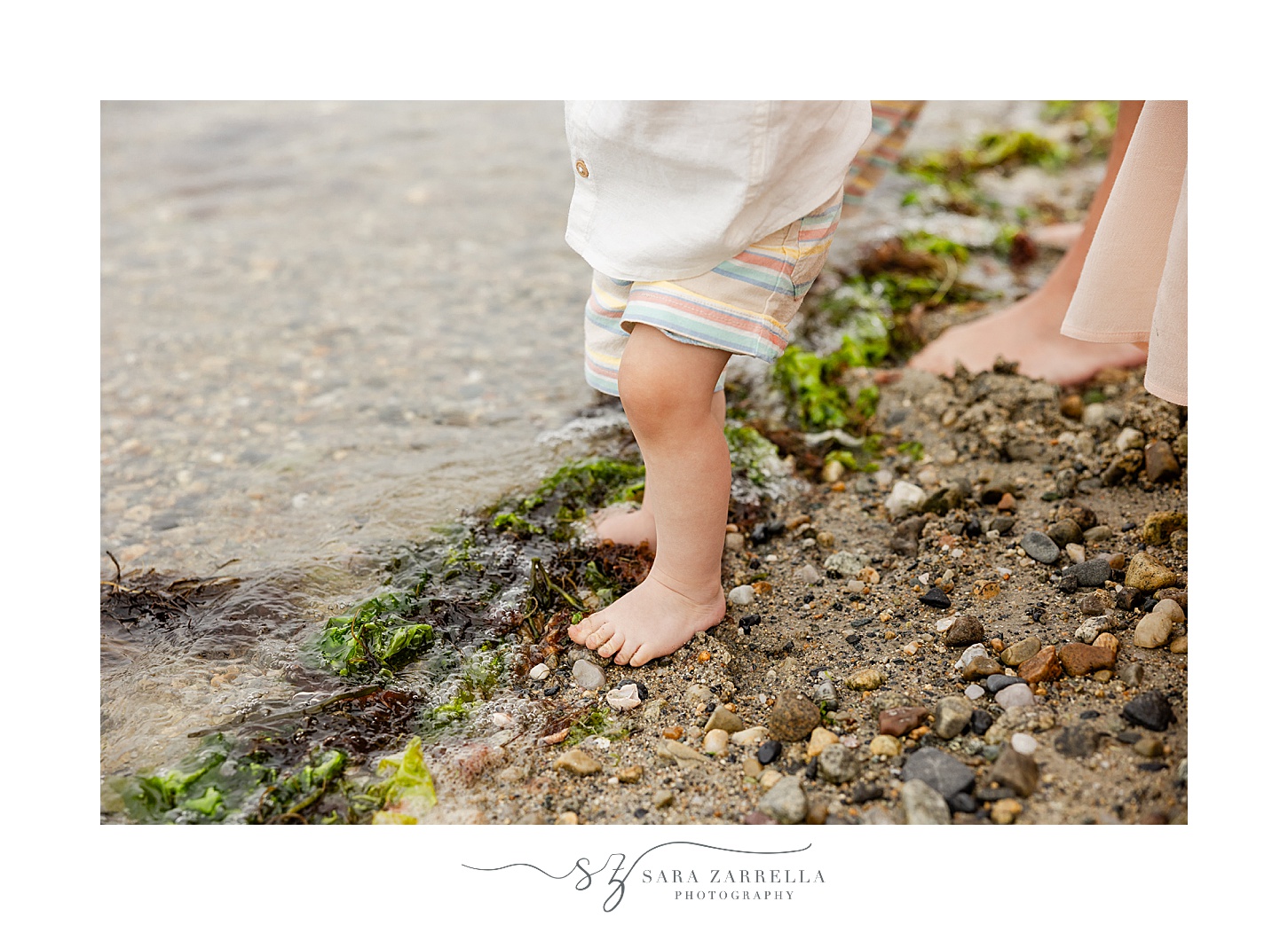 toddler's feet on rocks and sand during Beach mini sessions