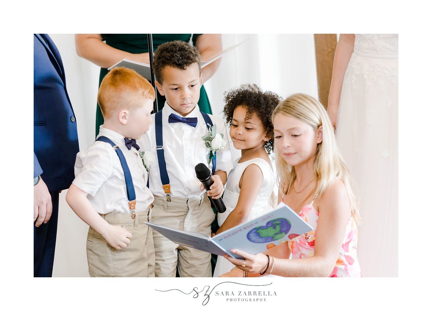 children read during wedding ceremony in Rhode Island 