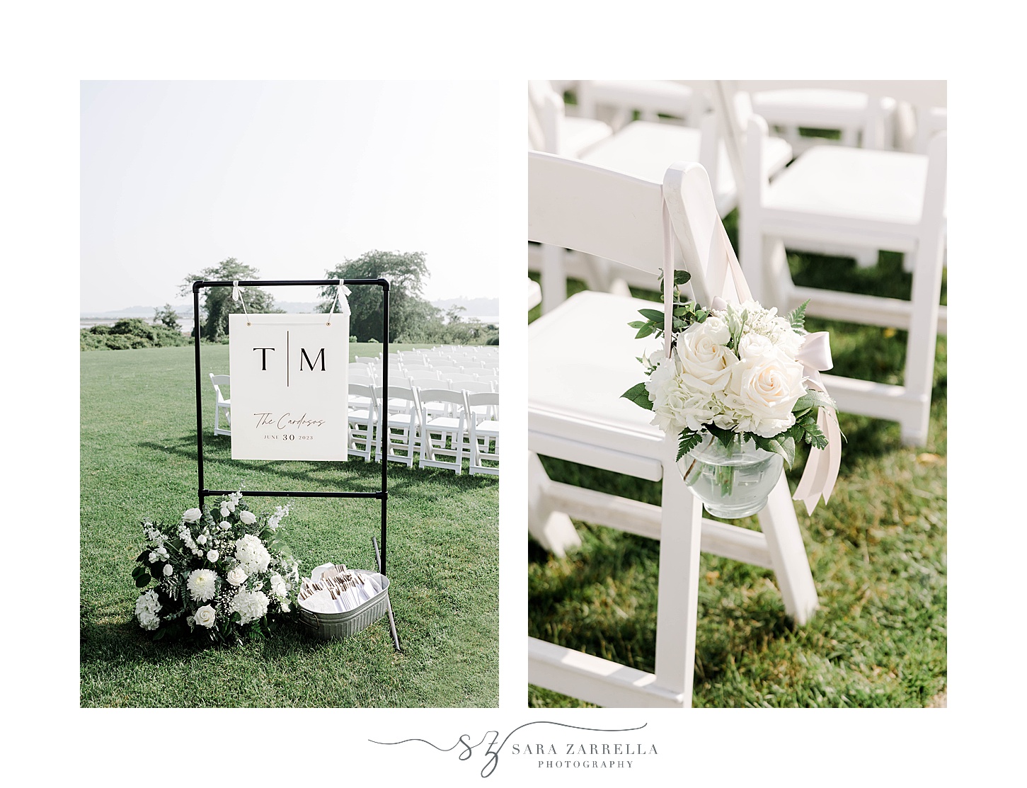 welcome sign with bride and groom's initials at the Wyndham Newport Hotel