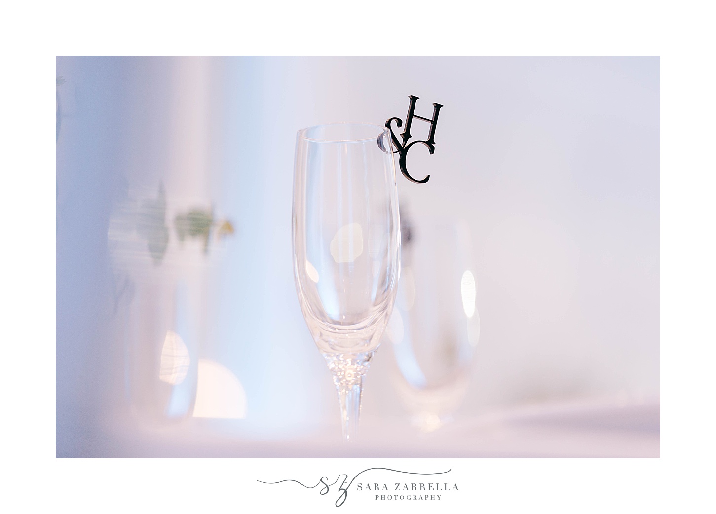 champagne glasses for coastal wedding reception at Newport Harbor Island Resort