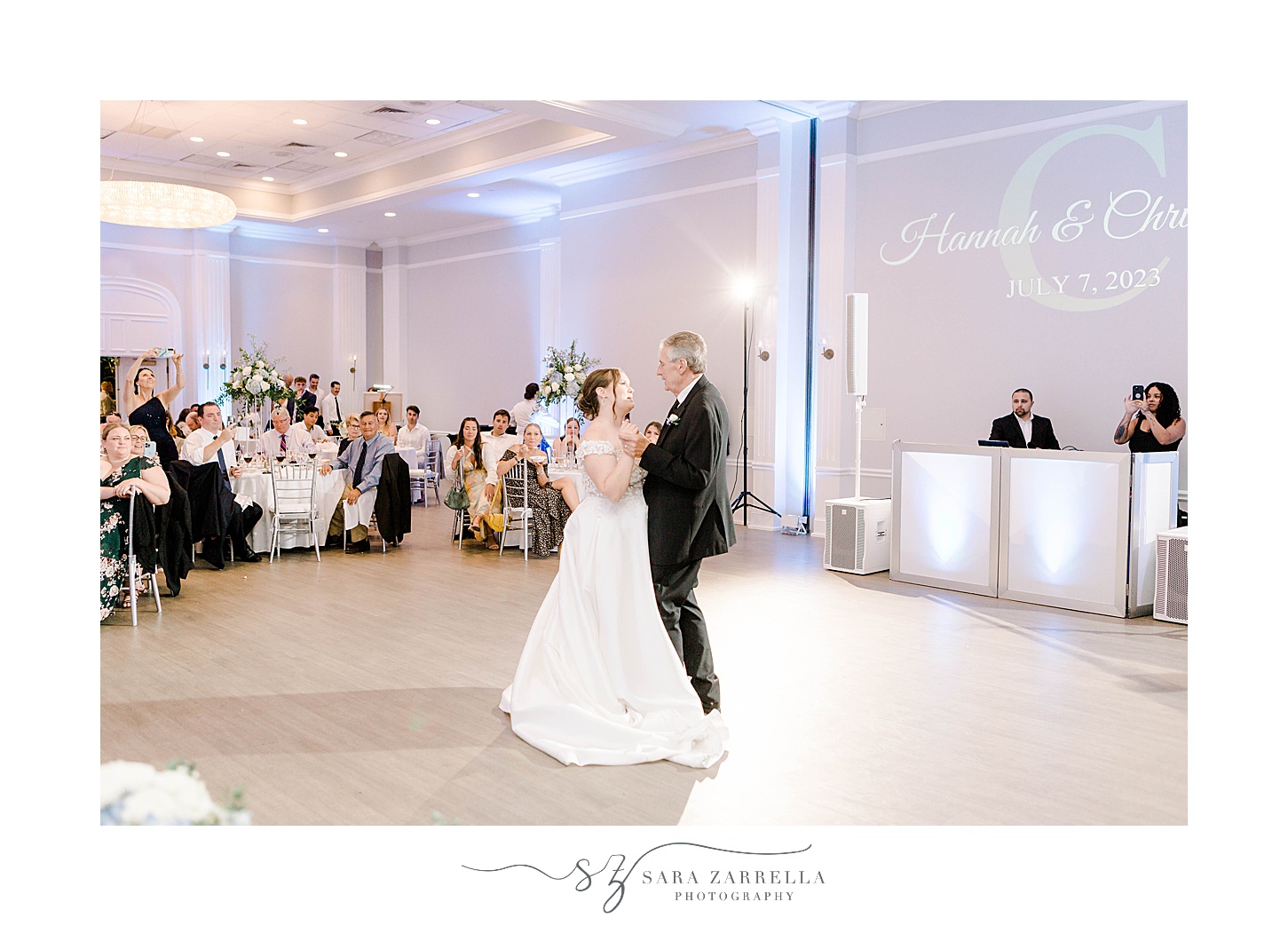 bride and father dance during Newport RI wedding reception
