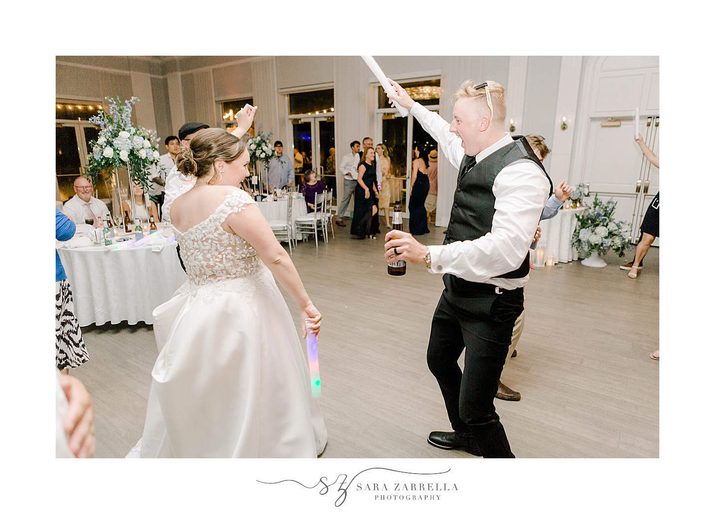 bride and groom dance during Newport wedding reception party