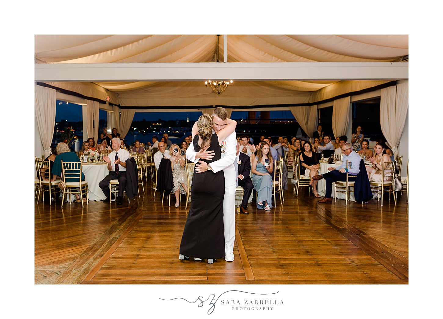 groom dance with mother during Regatta Place wedding reception