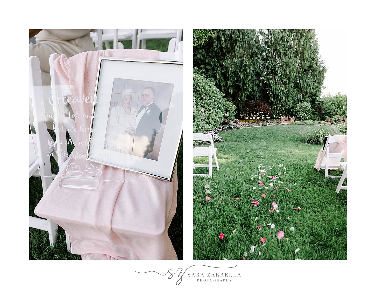 details for garden wedding ceremony at Kirkbrae Country Club