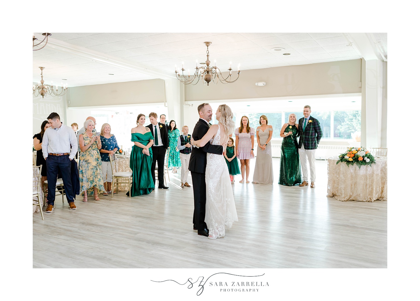 bride and groom dance together during Sutton MA wedding reception
