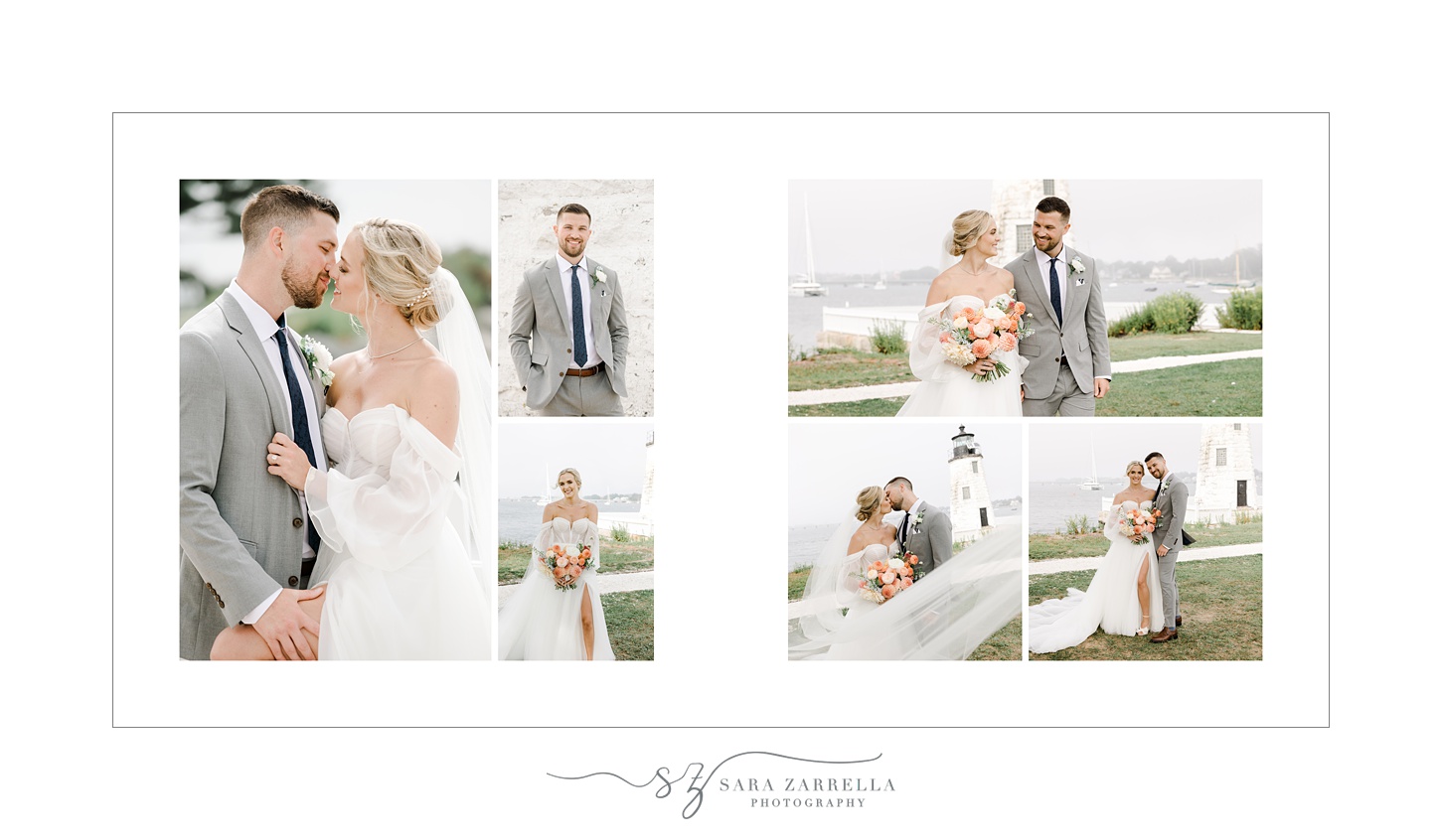 storybook album for autumn Newport Harbor Island Resort wedding designed by Sara Zarrella Photography