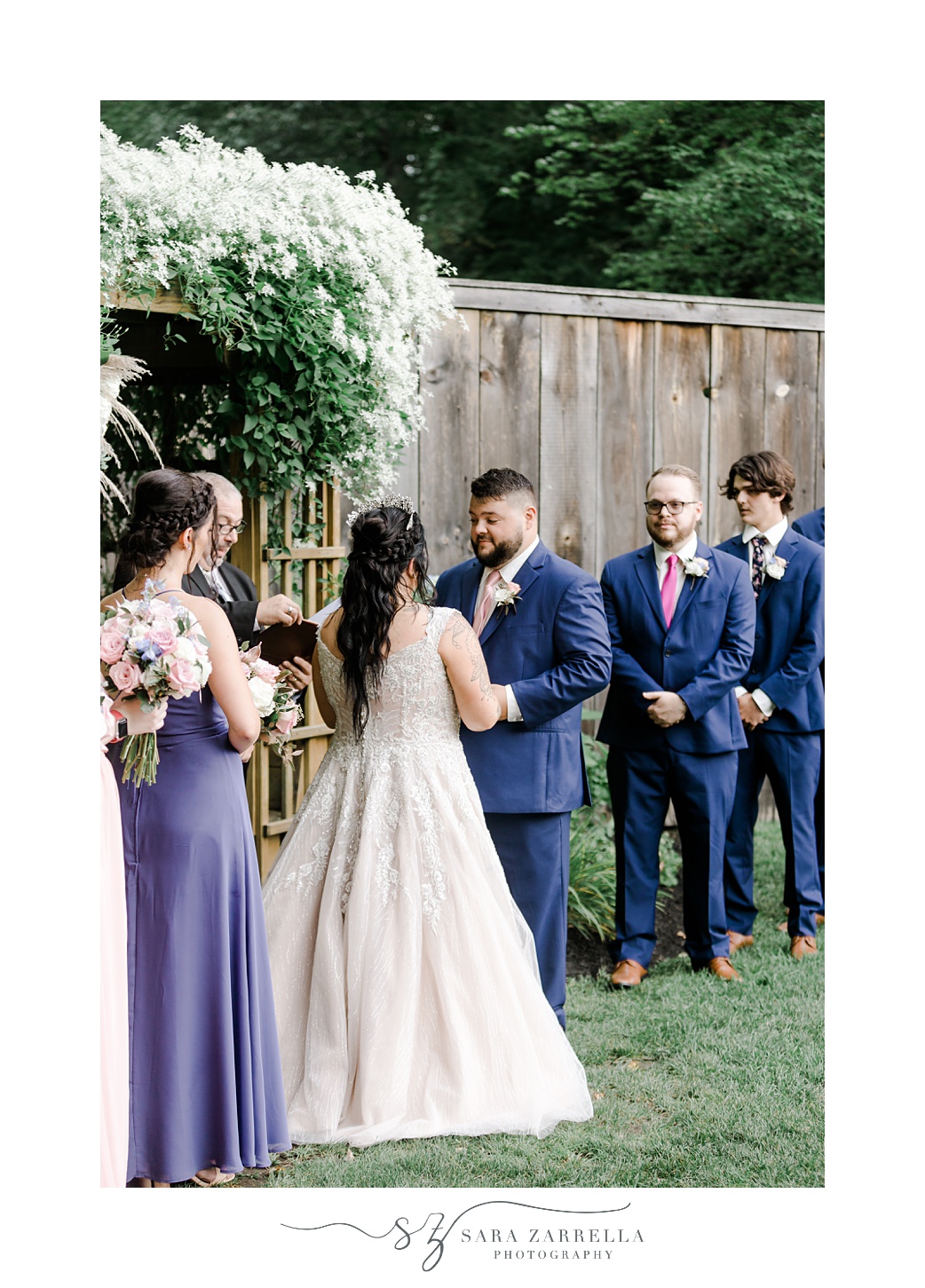 bride and groom exchange vows during Blissful Meadows wedding ceremony