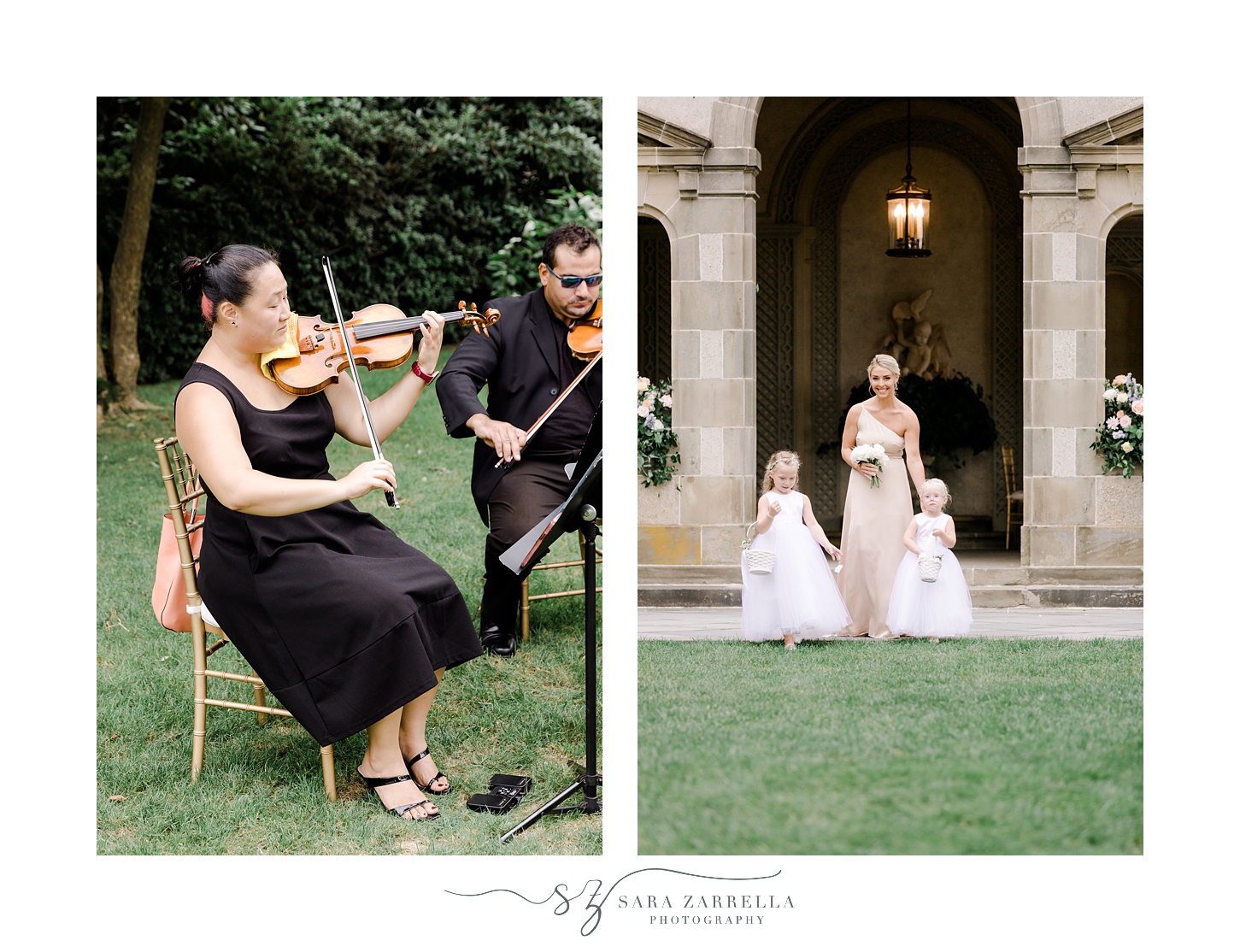 woman plays violin during wedding ceremony at Glen Manor House