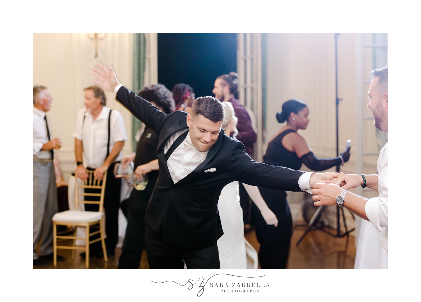 bride and groom dance during wedding reception in Portsmouth RI