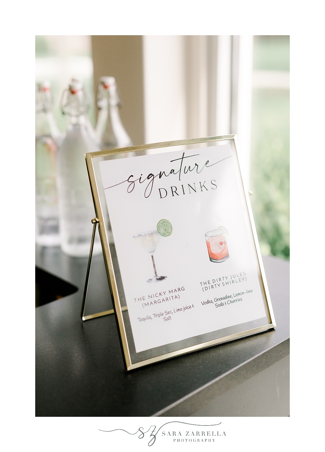 signature drinks for summer wedding reception at Belle Mer Island House
