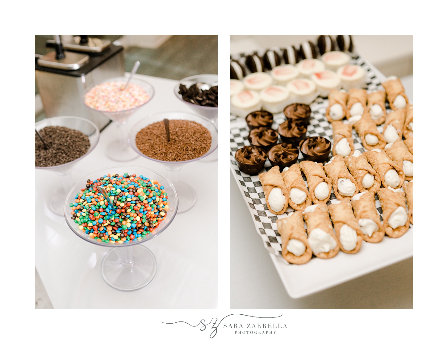 ice cream toppings and desserts display for reception at Belle Mer Island House