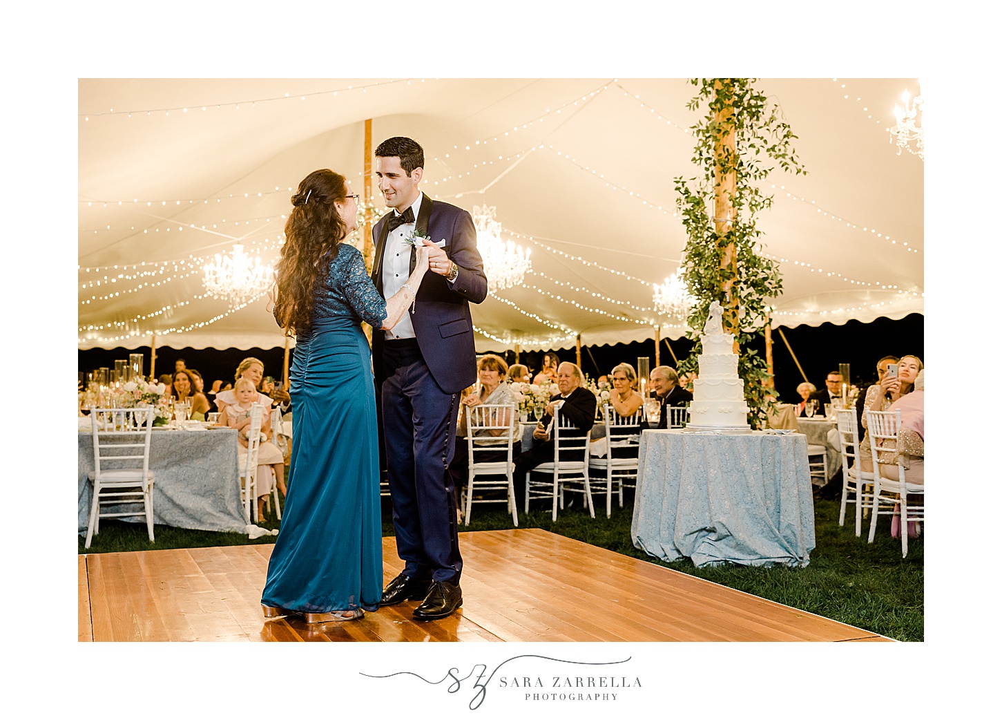 groom and mother dance together during wedding reception at the Chanler