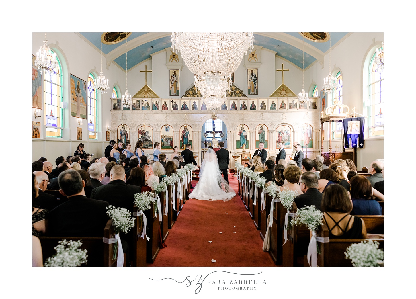 wedding ceremony inside Saint Mary Antiochian church