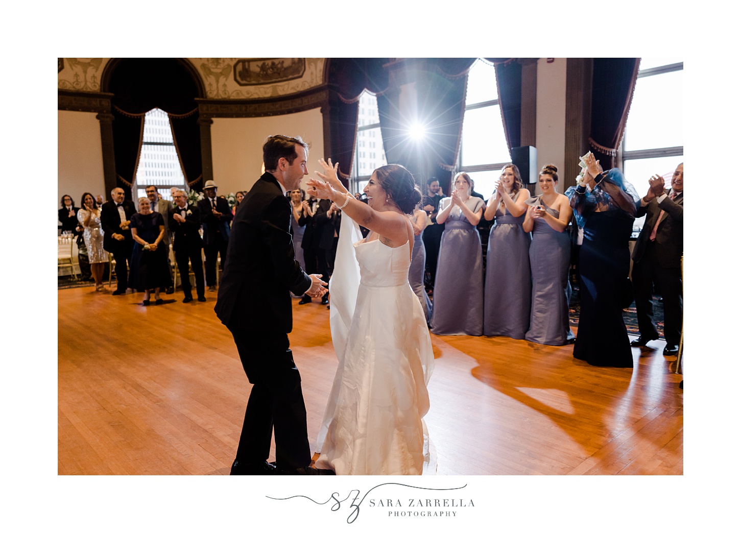 bride and groom dance during the Graduate Providence wedding reception 