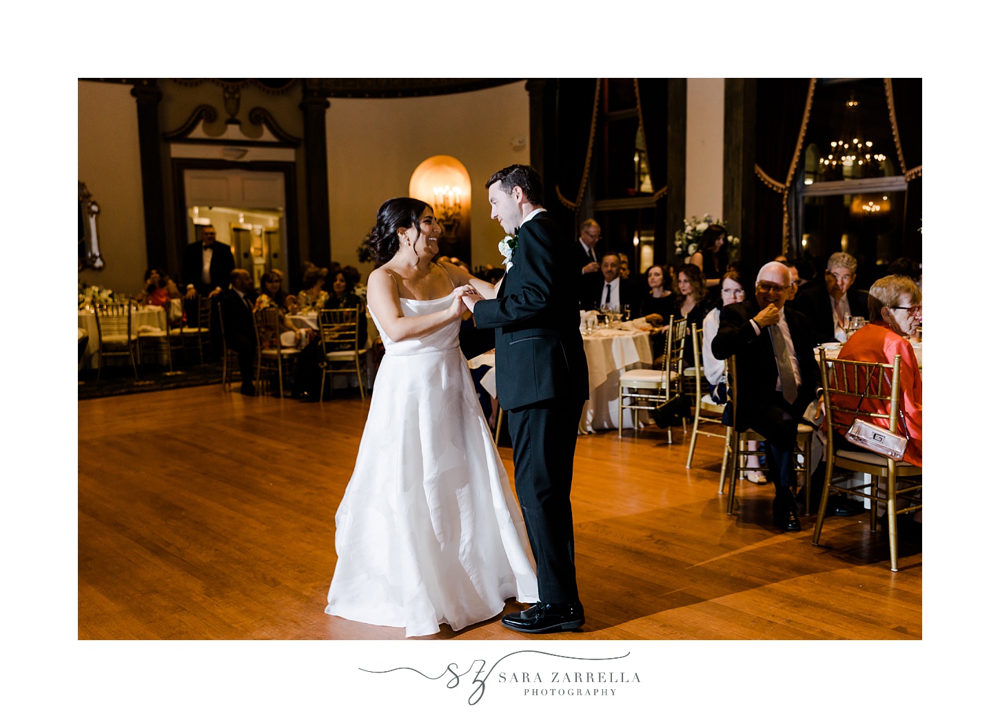 newlyweds dance together during Providence RI wedding reception