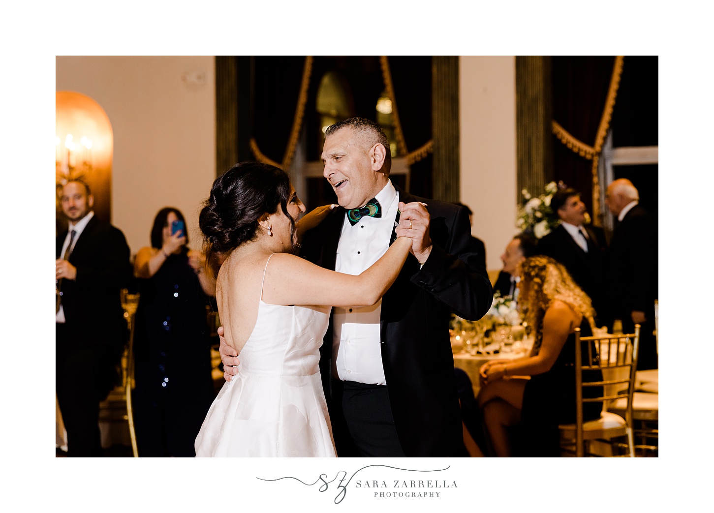 bride dances with father during Providence RI wedding reception