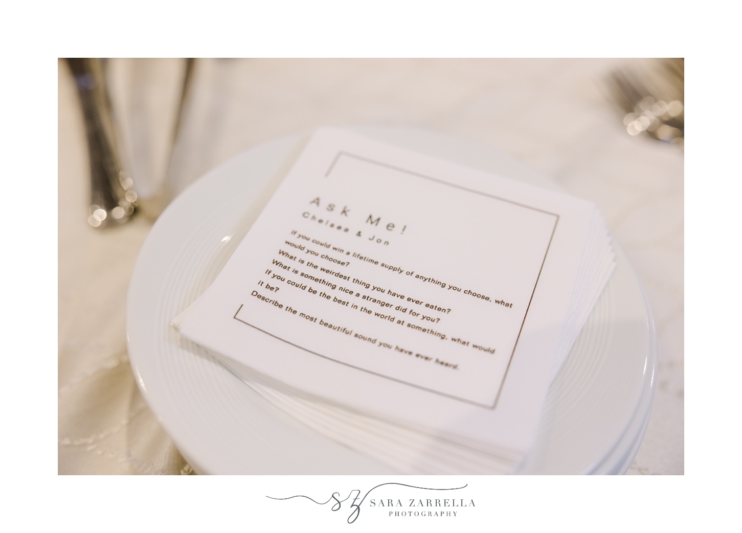 custom napkins with blessing at the Atlantic Wyndham Resort