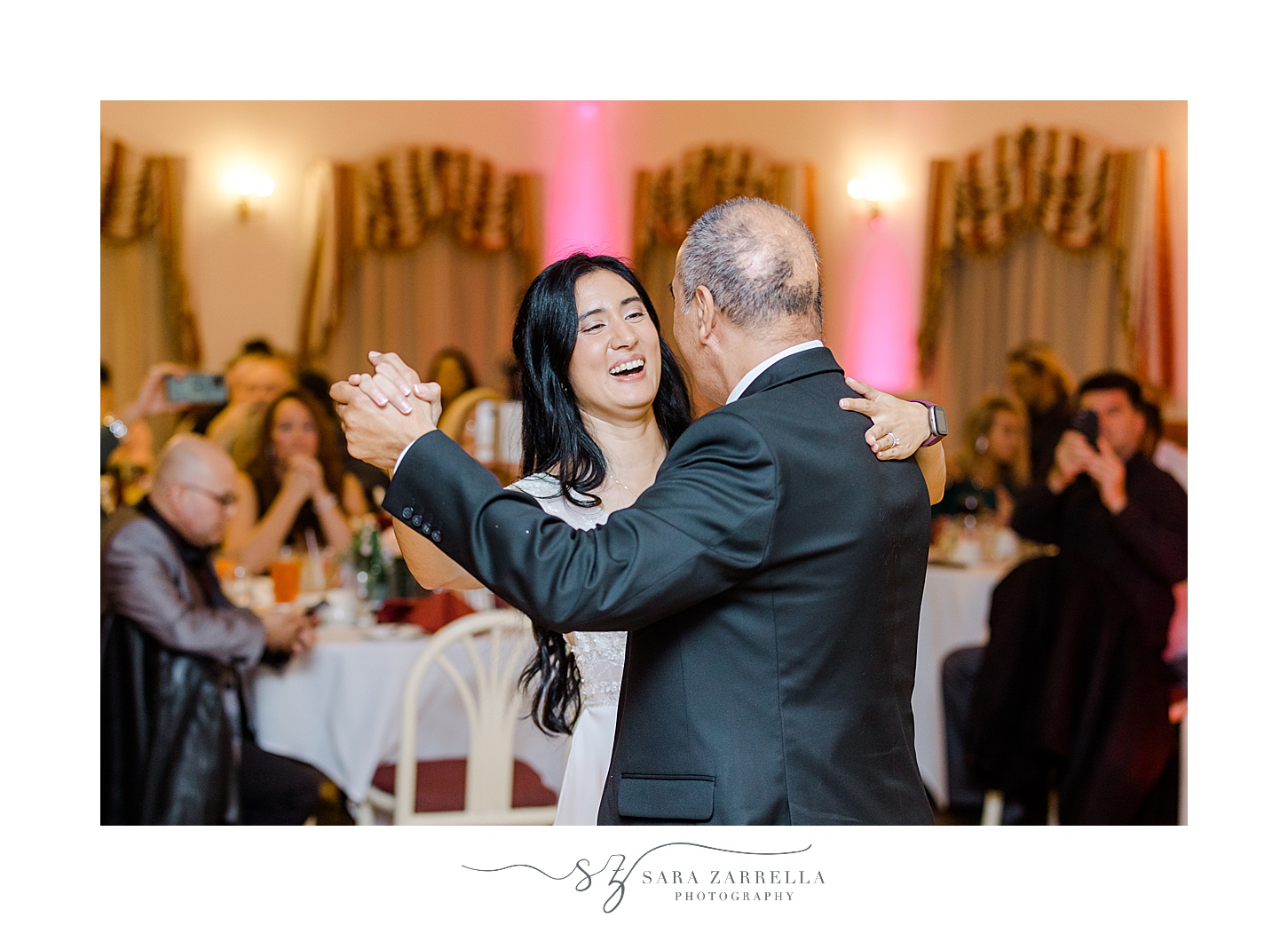 bride dances with dad during Jacky's Galaxie wedding reception 