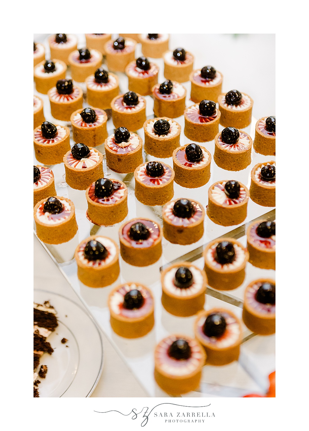 close up of mini tarts for wedding reception 