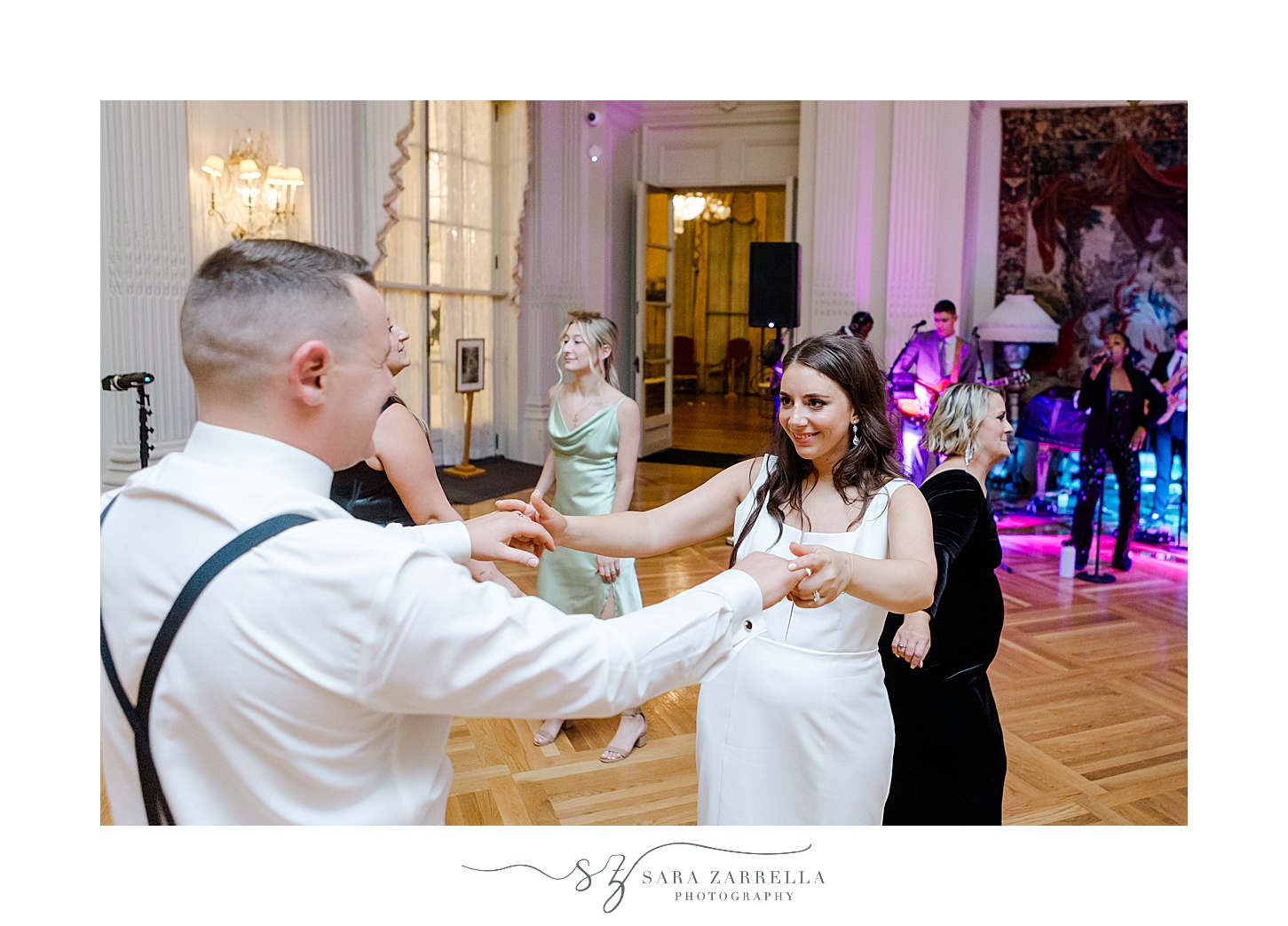 guests dance during Newport RI wedding reception
