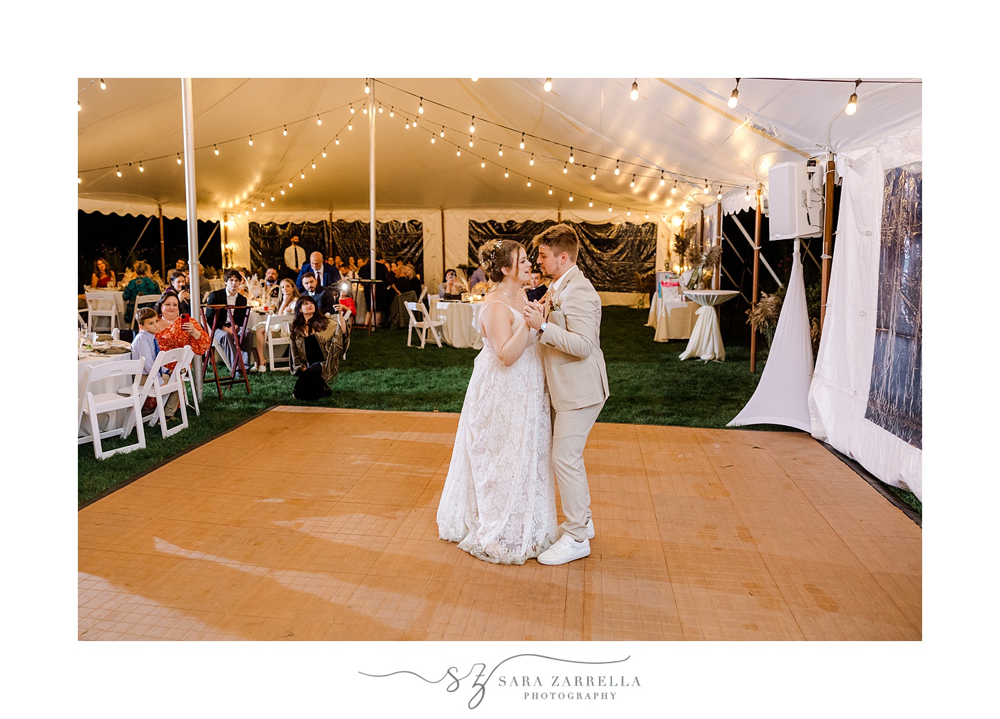 newlyweds dance during Rhode Island wedding reception