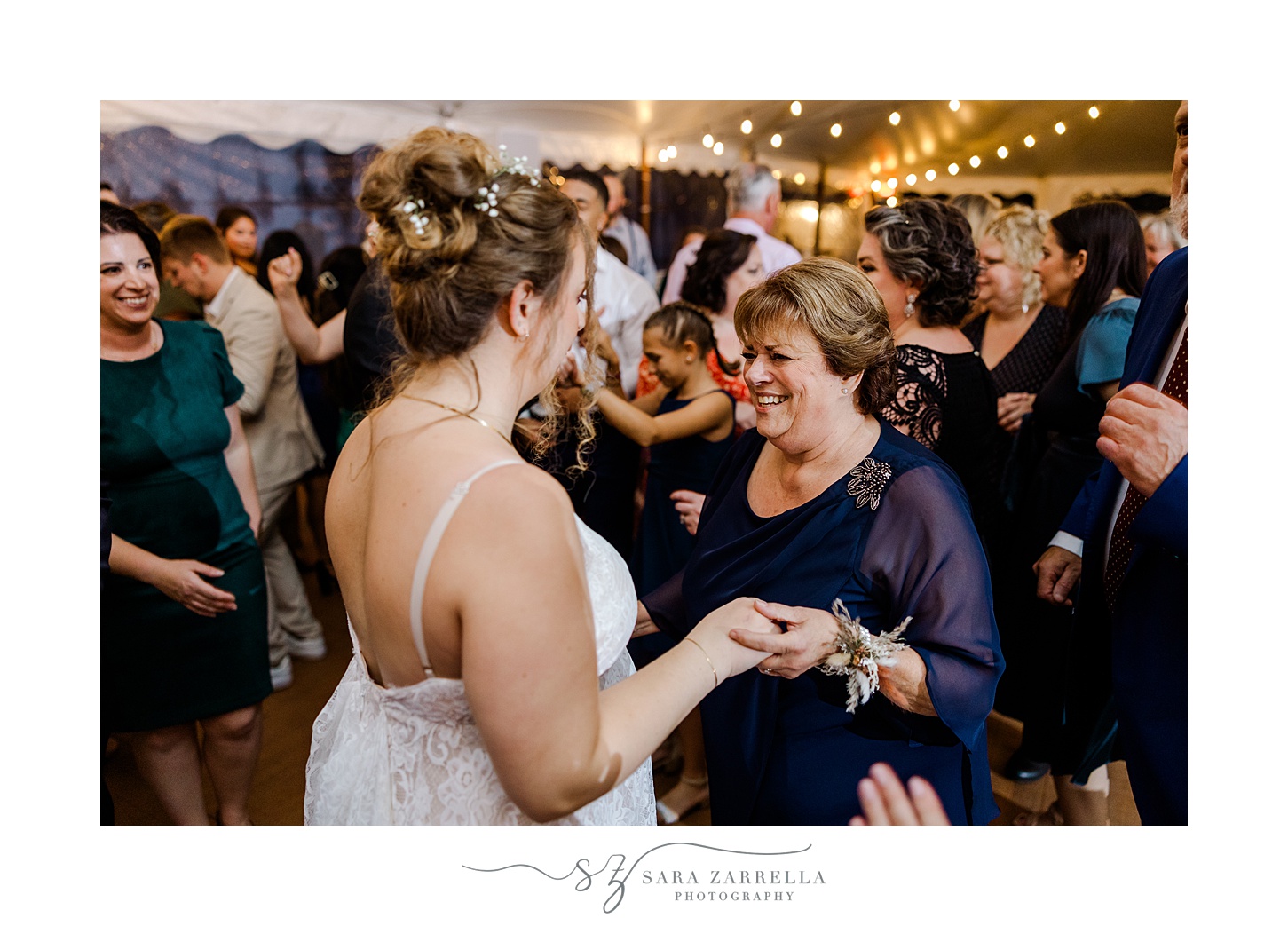 bride dances with mother during Rhode Island wedding reception