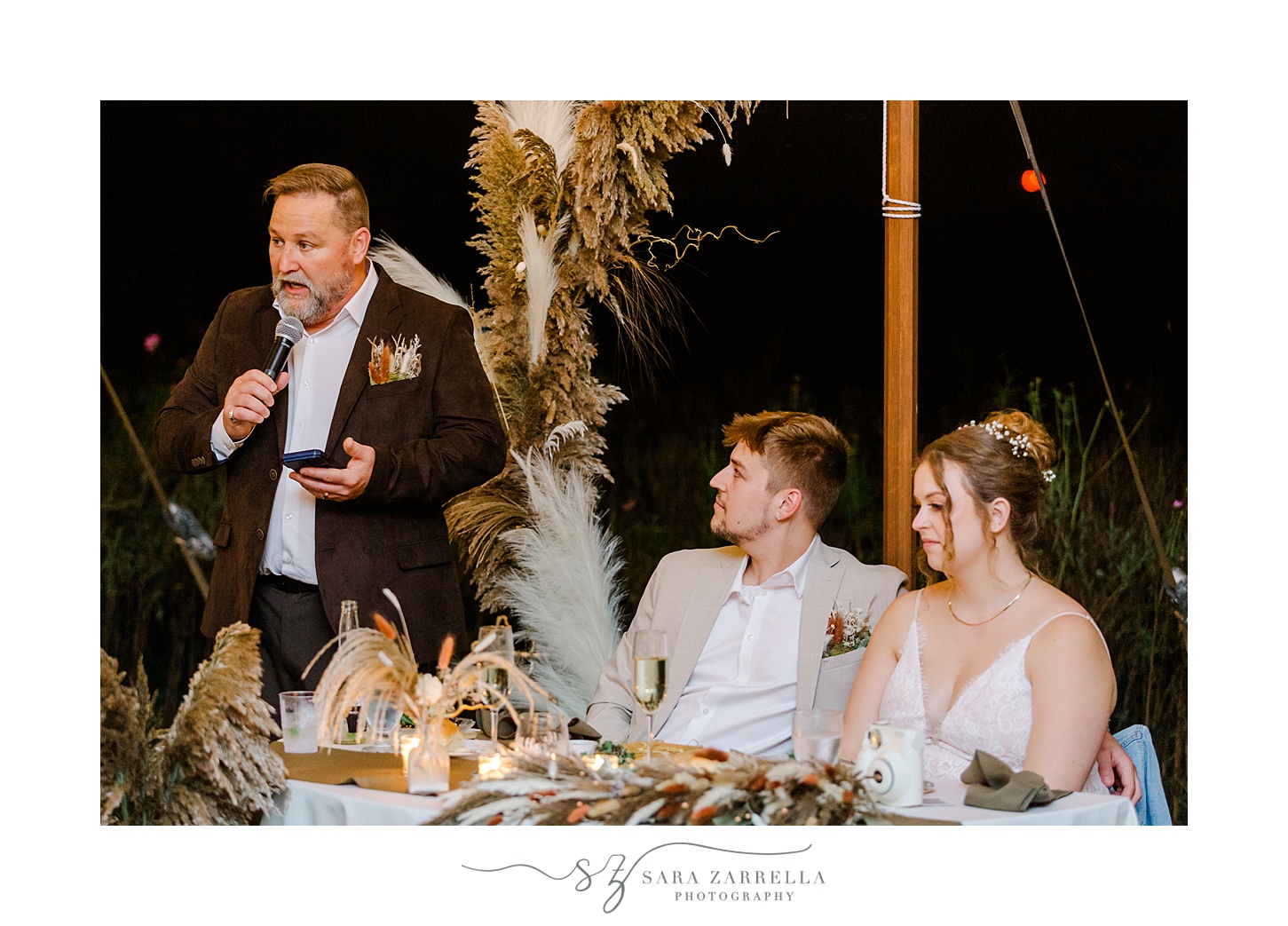 dad gives speech to newlyweds at Rhode Island wedding reception