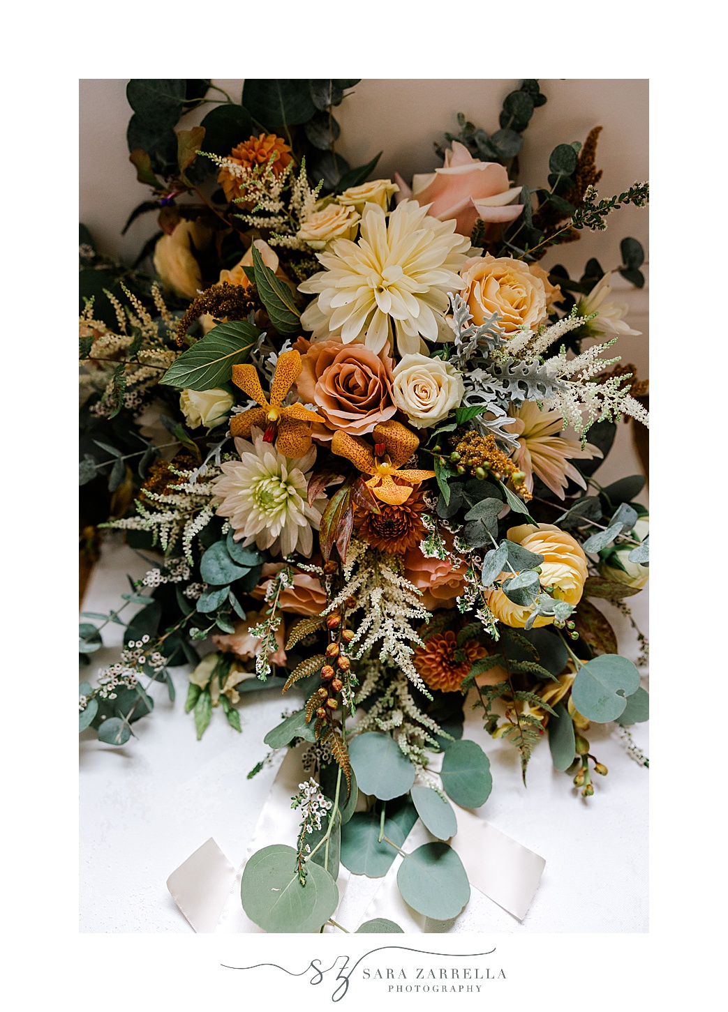 fall bouquet for Westerly RI wedding with yellow and orange flowers 