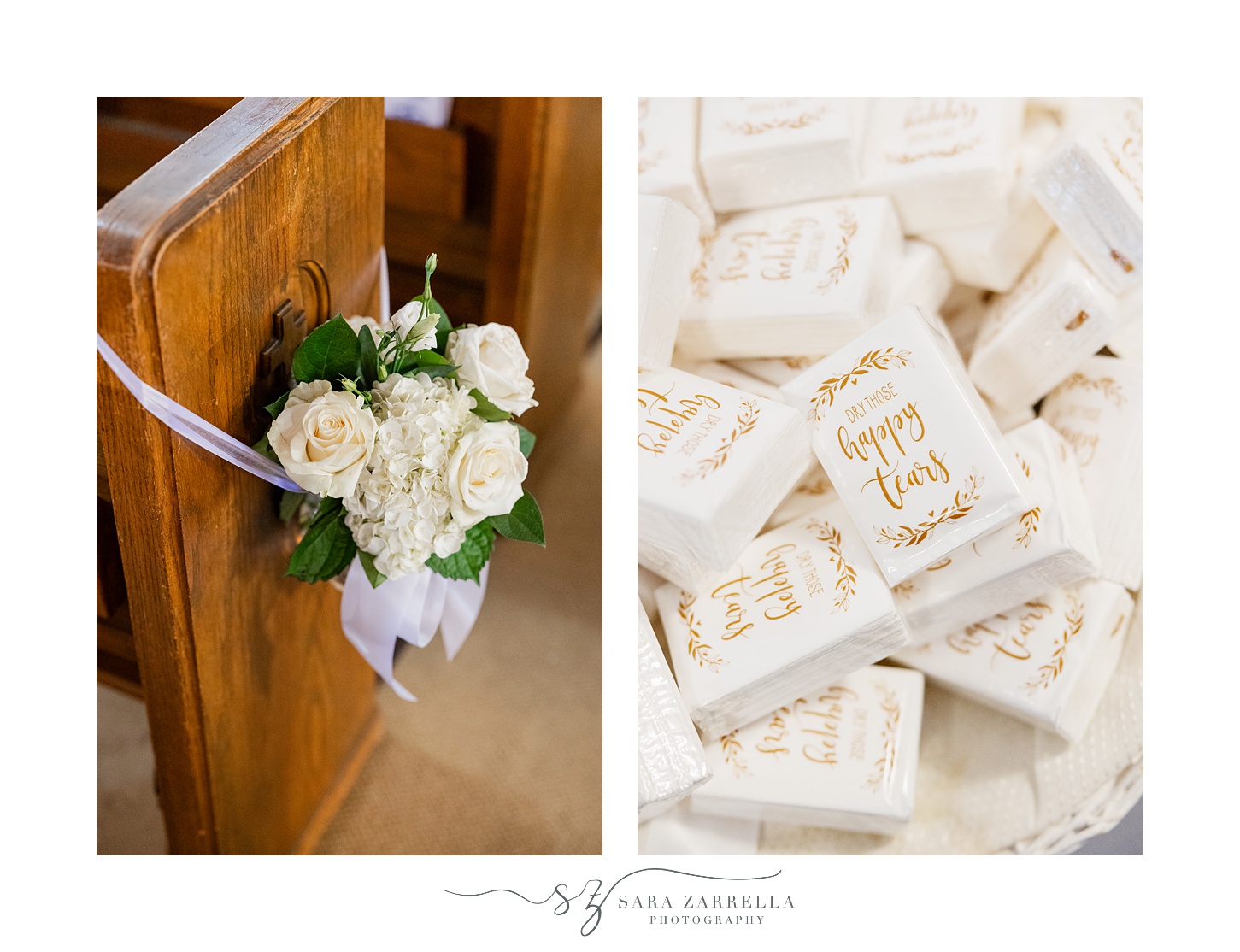 tissues with gold lettering that say "happy tears" 