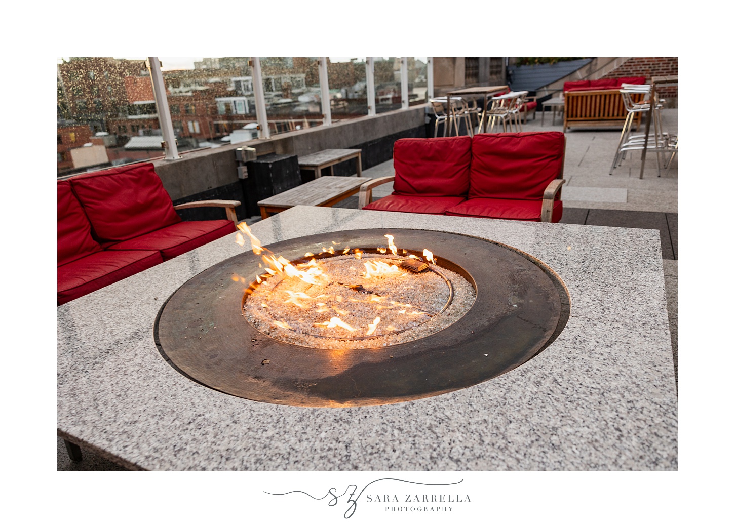 fire pit on rooftop at the Providence G