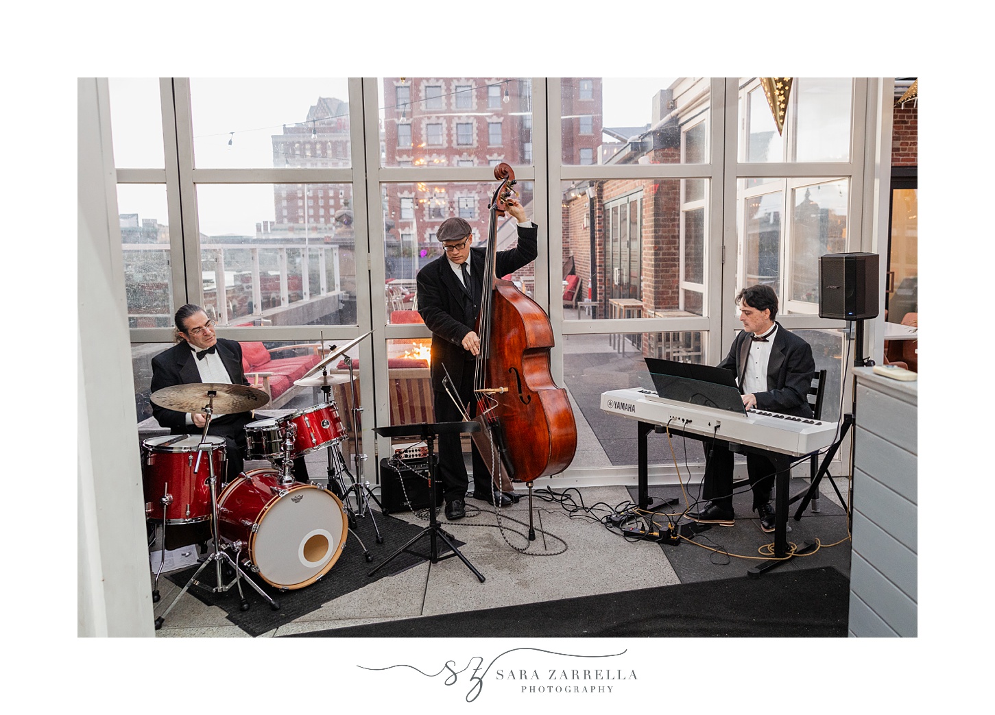 jazz trio performs on rooftop at the Providence G