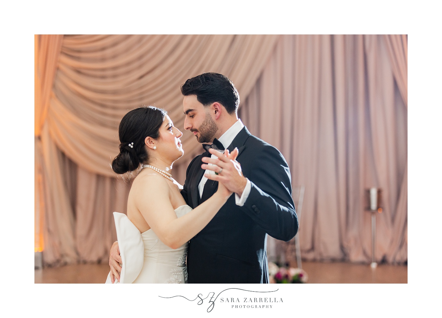 newlyweds have first dance inside the ballroom at the Providence G