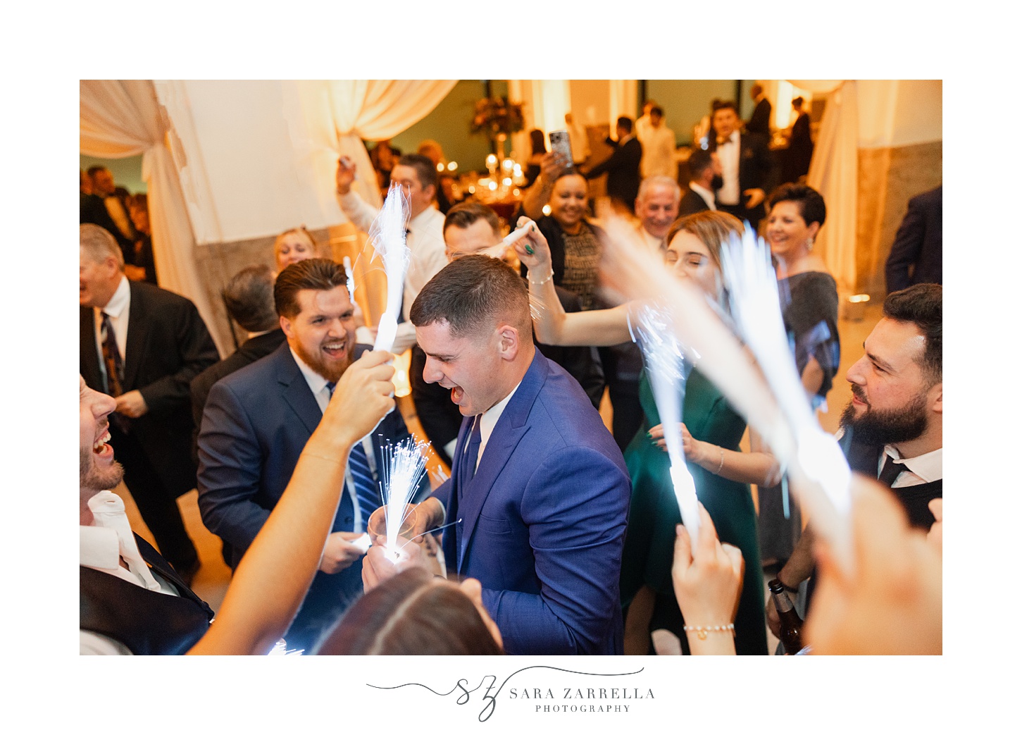 wedding guests dance during Providence RI wedding reception dance floor 