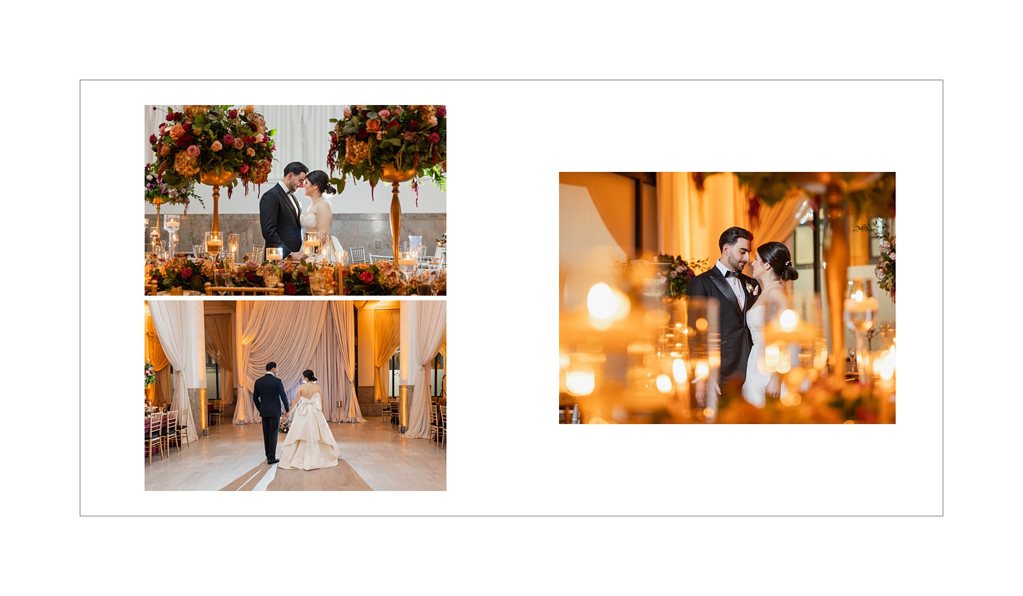 Ballroom at the Providence G wedding storybook album designed by Rhode Island wedding photographer Sara Zarrella Photography 