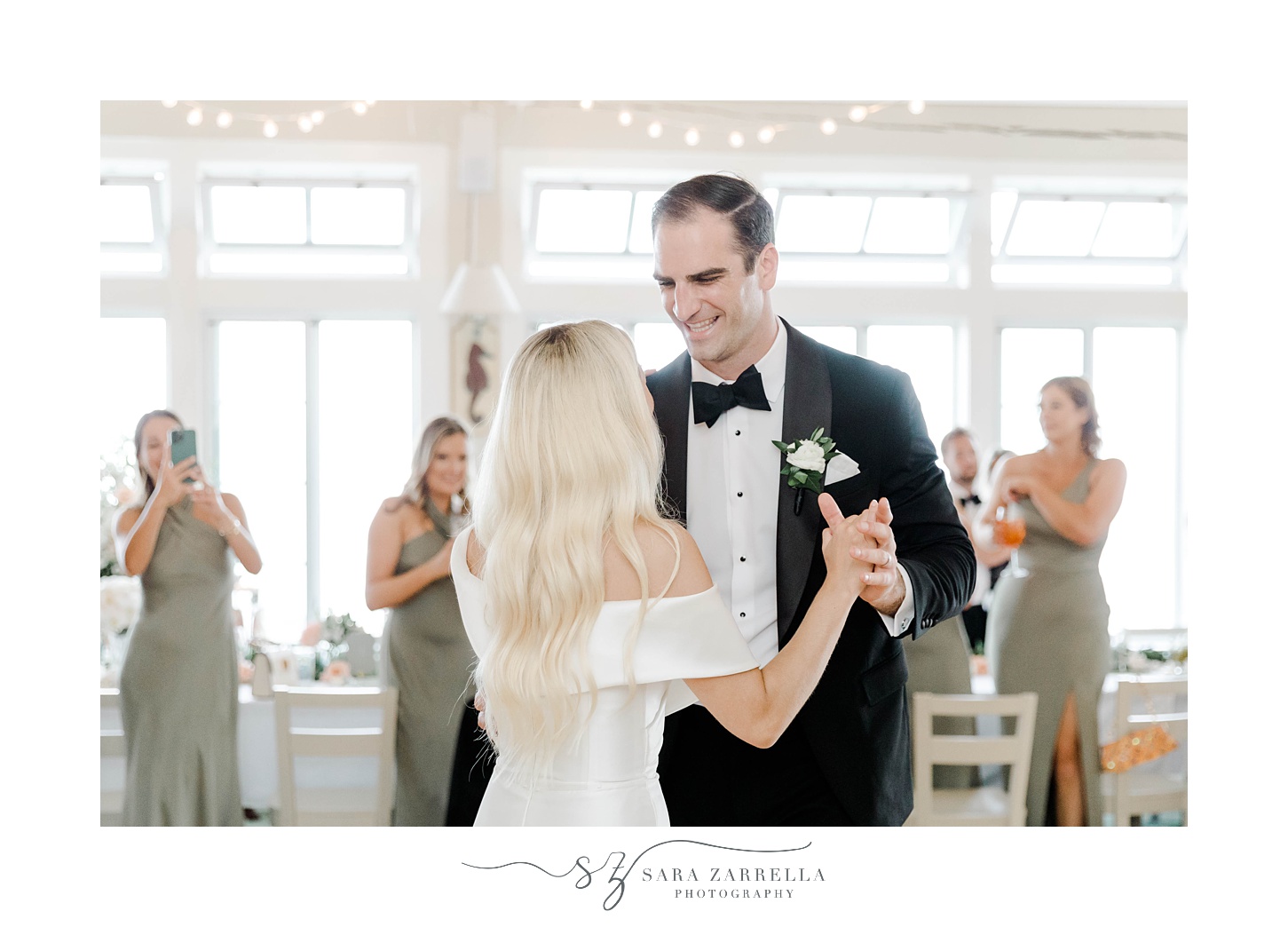 couple dances during Narragansett, RI wedding reception
